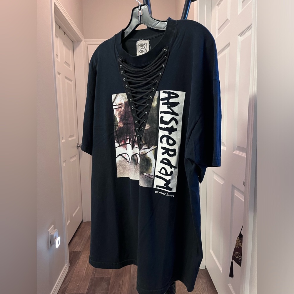 VINTAGE reworked oversized lace front super soft t-shirt AMSTERDAM LF Stores
